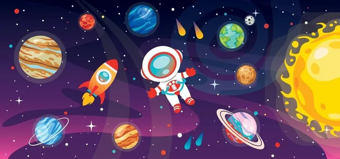 space-background-with-cartoon-character-vector